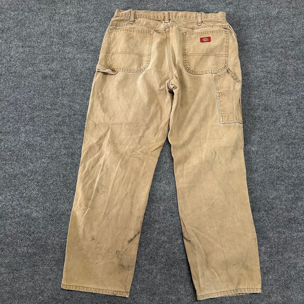 Dickies Carpenter Pants Mens Size 38x32 Tan Relaxed Fit Duck Canvas Utility Work
